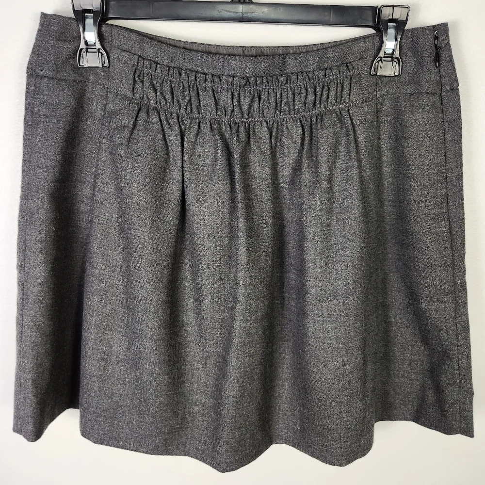 J. Crew Size 4 Shirred Wool Skirt Charcoal Gray A-Line Above Knee Pockets‎ #650